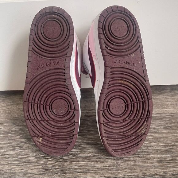Nike Court Borough Mid 2 (GS) Shoe Size 5Y White/Dark Beetroot Style CD7782-104 - Picture 7 of 8